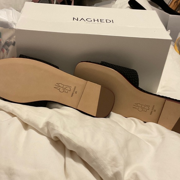 Naghedi Black Woven Slide Mules - Picture 2 of 2